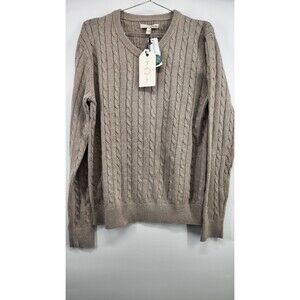 Hawker Rye Men's Medium Tan Cable Knit V-Neck Sweater NWT